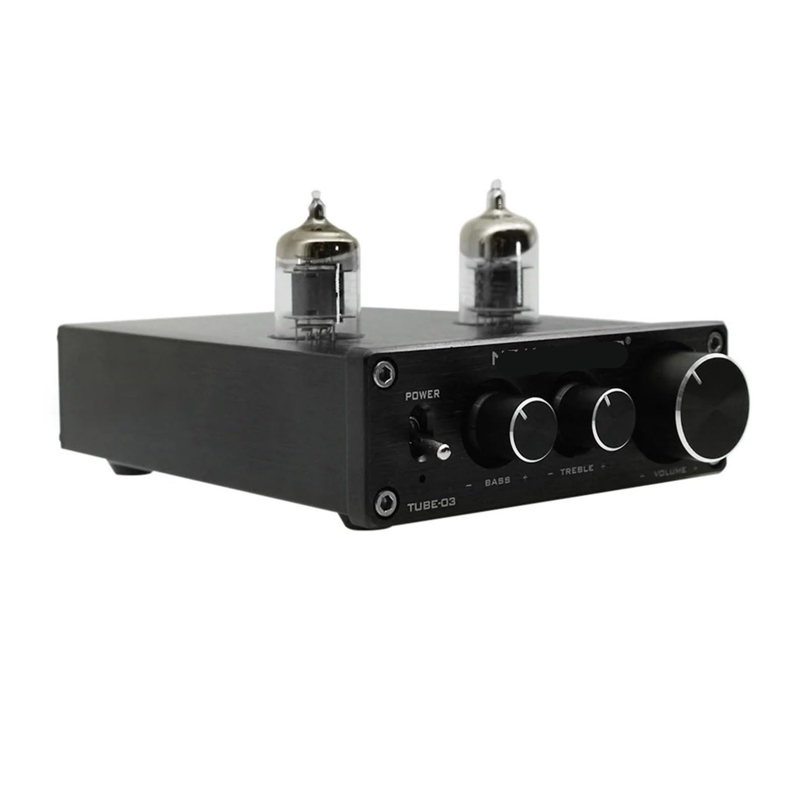 TUBE-03 Mini HiFi Audio Preamplifier 6K4 Tube Amplifier Buffer Treble Bass Adjustment Preamplifier Silver
