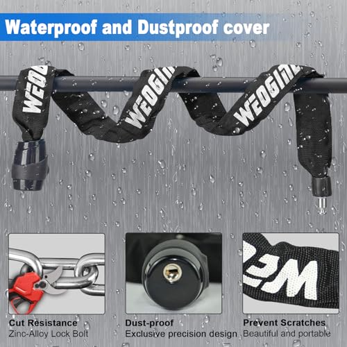 image for Weogine Bike Chain Lock, Heavy Duty Anti-Theft Bicycle Chain Lock, 2.7