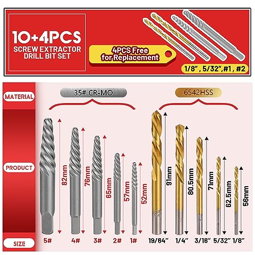 UYECOVE 14 Pieces Screw Extractor Set