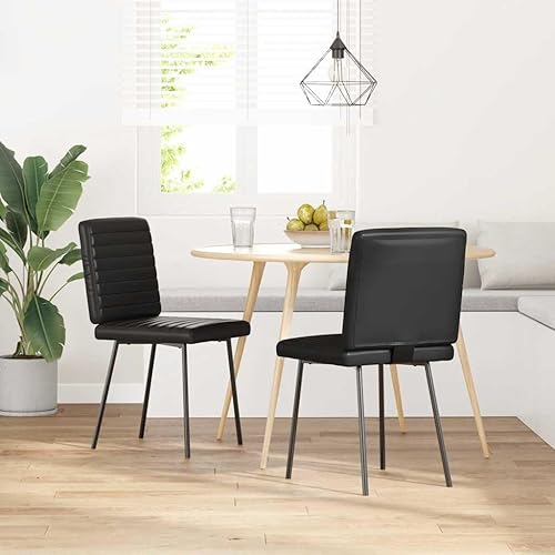 Juego de 2 sillas de comedor modernas, sillas de cocina de piel sintética negra, elegantes sillas para comedor, asientos cómodos para comedor