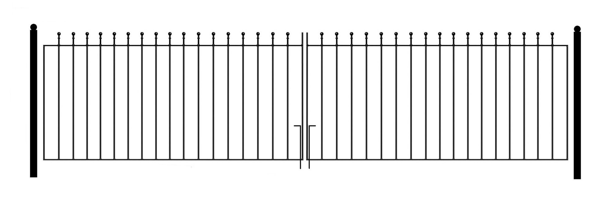Manor Ball Top Metal Garden Driveway Gates Galvanised Wrought Iron Dual Swing Gate (3658mm (12ft) Gap x 915mm High MAZP55)