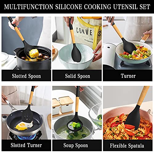 image for 33 PCS Silicone Kitchen Utensils Set, Umite Chef Heat Resistant Cookin