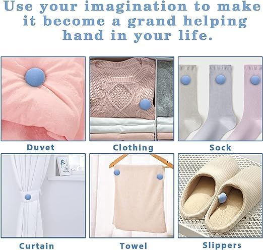 Kolorful Blanket & Sheet Quilt Fixing Duvet Clips Mushroom Round Shape Duvet Cover Pins and Buttons,Bedroom Holder Pins Easy Install Clips for Bed Sheets,Blankets,Cushions,Curtains (Blue, Set of 12) 1