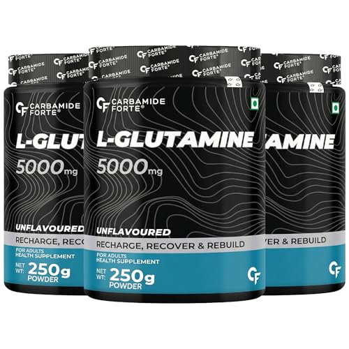 Image of Carbamide Forte L Glutamine Powder | Glutamine Supplement for Men | Unflavoured - 250 Grams (Pack of 3)
