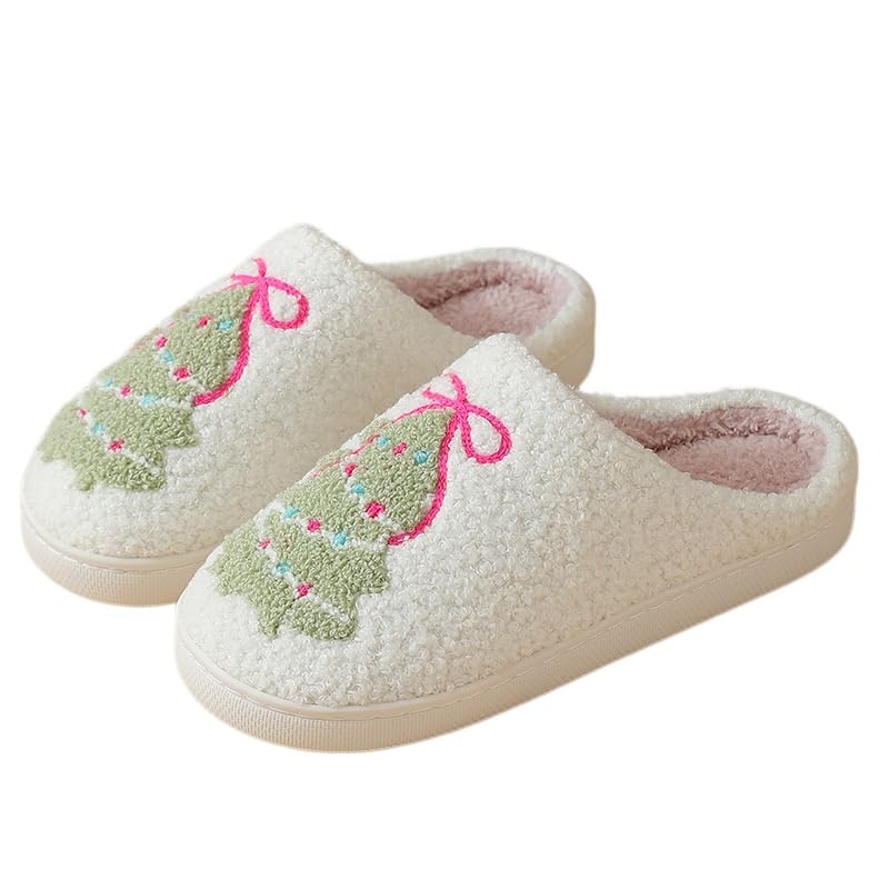 Image of Comfy Elastic Slippers for Women Men,Memory Foam Soft Plush House Slippers | halloween & christmas Fuzzy Slippers, Holiday Retro House Shoes, Indoor & Outdoor,Warm Winter Footwear