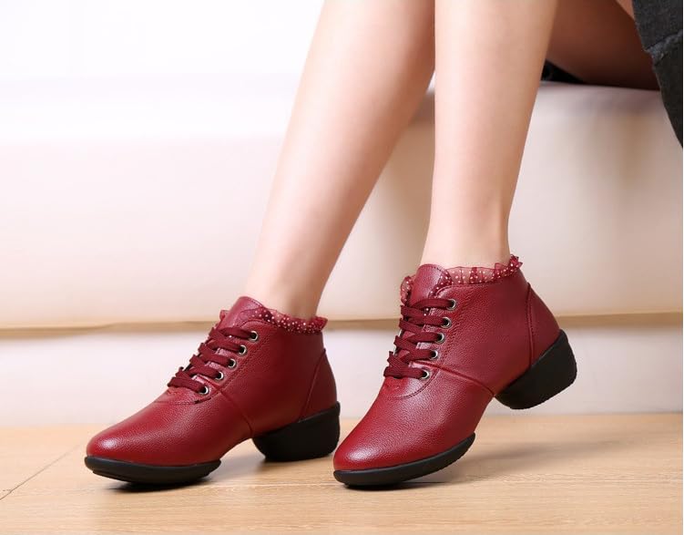 Jazz Dance Shoes Women's Lace-Up Dance Sneakers Women's Split Shoes Air Cushion Thick Sole4