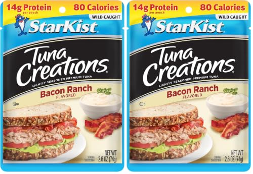 Image of StarKist Tuna Creations Bacon Ranch Pouch (2.6 oz - 2 Pack) Wild Caught, High Protein Shelf Stable Seafood, Gluten Free, Soy Free, Kosher, No Draining, Ready to Eat for Salads and Sandwiches