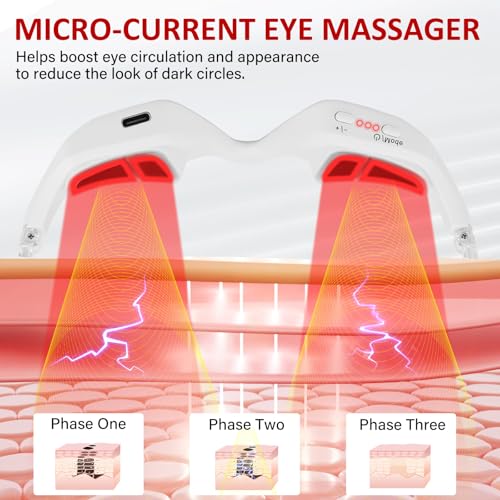 Under Eye Red Light Therapy Device,650nm Red Light Therapy for Eyes Glasses, Microcurrent Eye Massager Mask for Dark Circles, Smoother Fine Lines & Puffiness, Home Skincare - Image 8