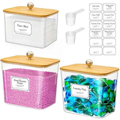 Lifewit Laundry Pods Container with Lid Coffee Pod Kcup Holder Kitchen Storage& Organisation Washing Tablets Powder Capsules Dryer Sheet Organiser 3 Pcs
