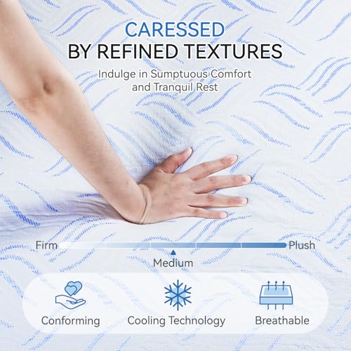 Image of Twin Mattress,Cooling Gel Memory Foam Mattress Medium Firm, with Removable Cover, Bed in A Box,Made in the USA,Support Cool Night Sleep & Pressure Relief,White(10 in, Twin-75 inch*39 inch*10 inch)