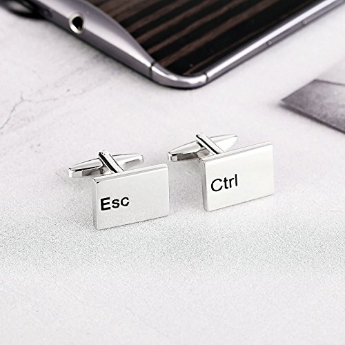 Mancuernillas de moda para hombre de acero inoxidable plateado miniatura 3