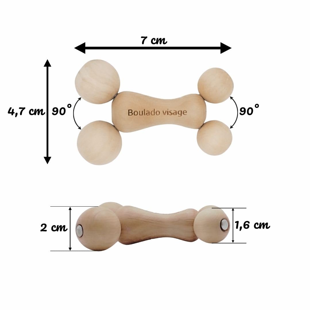 Visage & Mains Masseur en Bois de Charme | Breveté, Action Pétrissante et Drainante, Drainage Lymphatique, Hypoallergénique
