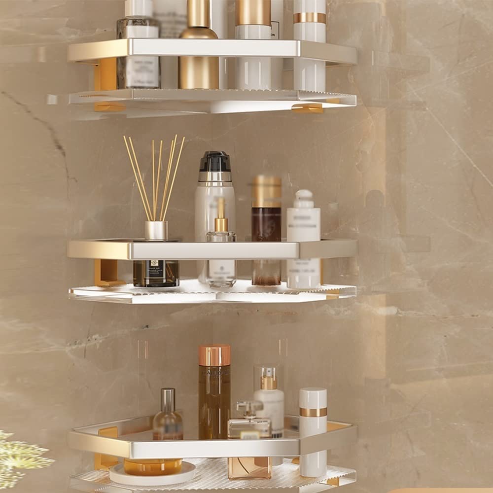 BAHELS Corner Shower Caddy Acrylic Corner Shower Shelves Caddy No Drilling Wall Mounted Shower Rack for Bathroom Shower