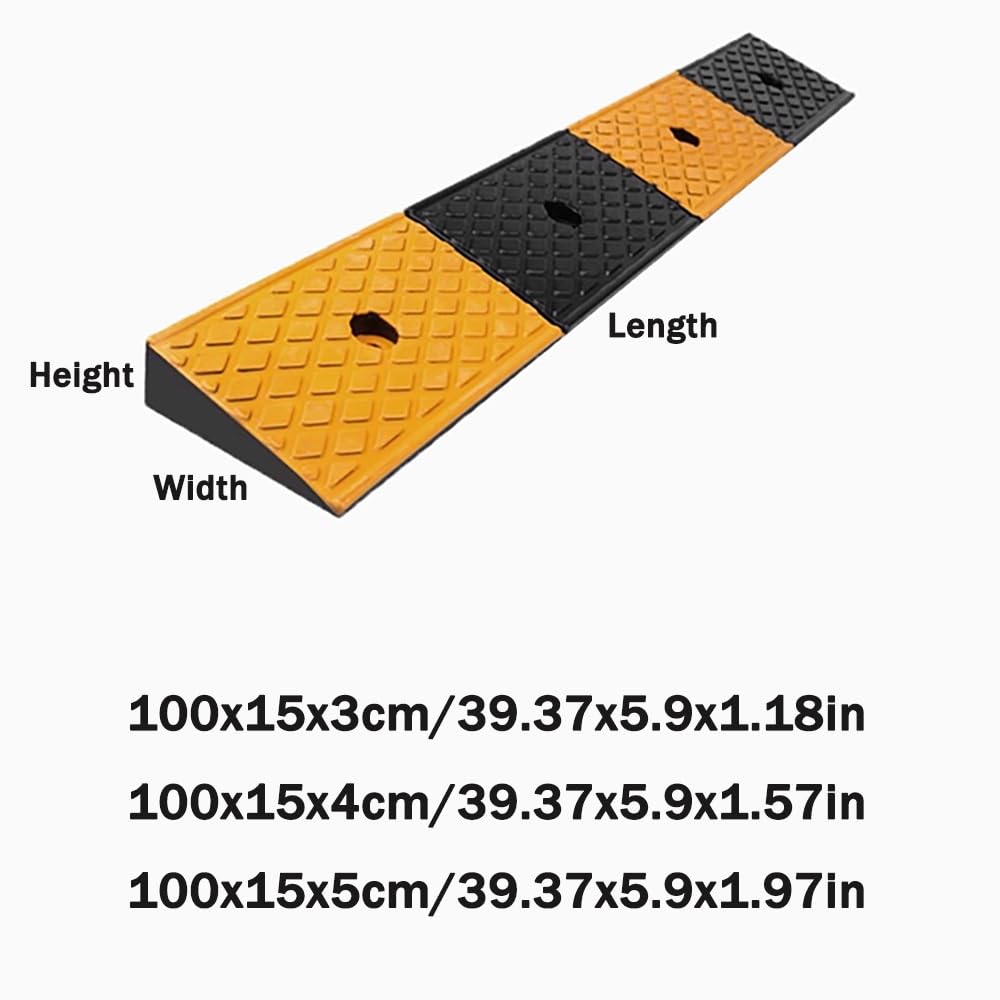 Rampa di Gomma per Marciapiede, 3cm 4cm 5cm di Altezza Rampa di Soglia, Rampa per Cordoli per Elevatori Camion Autobus Carrelli Sedie A Rotelle(100x15x5cm/39.37x5.9x1.97in)