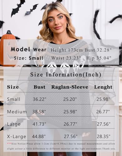 Image of Women's Fair Isle Sweaters Long Sleeve Crew Neck Loose Casual Halloween Pullover Sweater Black X-Large