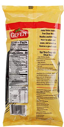 Gefen Gluten Free Wide Chow Mein Noodles, 8 Ounce (3 Pack) Ready To Eat, Airy, Crisp & Delicious, Tastes Like the Real Thing! All Natural, Grain Free