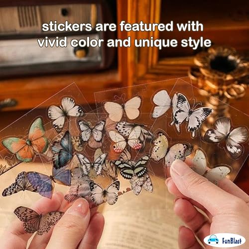 Image of FunBlast Self Adhesive 640Pcs /100 Sheets, Vintage Nature Stickers, Retro Decorative Sticker's for Scrapbook, Sticker's for Project, Japanese Style Sticker Set, Journals, Scrapbooking (Multicolor) (B)