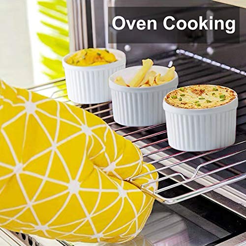 12 Pack Porcelain Souffle Dish Ramekins for Baking – 6 Ounce x 6, 8 Ounnce x 6 - White Ramekins Bakeware Set Baking Cups for Creme Brulee Desserts Puddings Custard Ice Cream Lava Cake Snacks