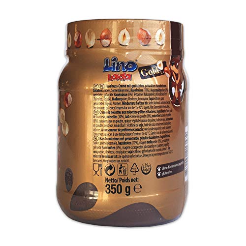 Podravka Lino Lada Gold Haselnuss-Creme, Feiner Brotaufstrich mit gehackten Haselnüssen, (1 x 350 g)