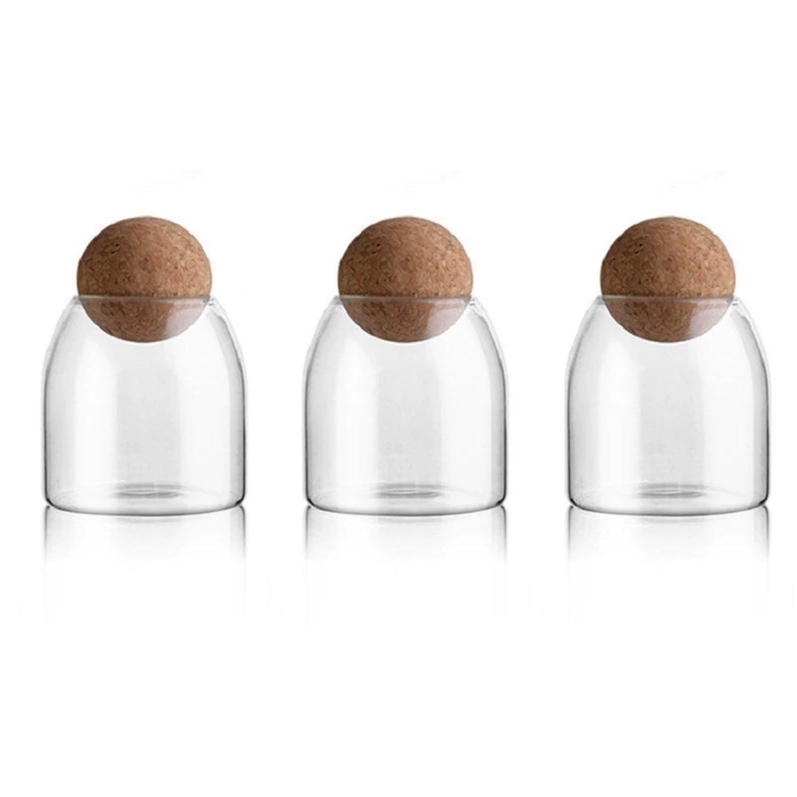 Botes Especias de Vidrio, Tarros Especias Hermetico con Sello de Corcho de Madera Redondo, Botes para Especias, Spice Jars para Servir Té, Café, Especias y Azúcar, 500 ml/800 ml/1200 ml