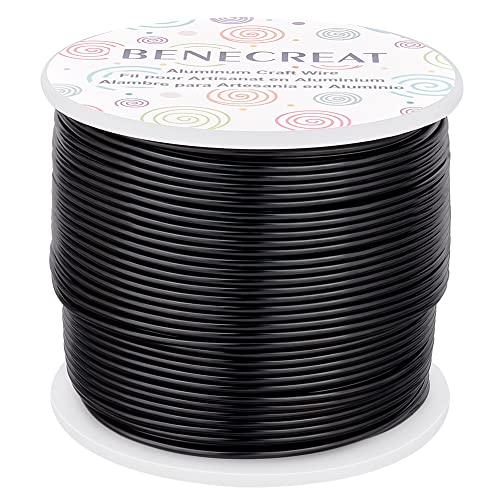 BENECREAT 15 Gauge 220FT Black Aluminum Wire Anodized Jewelry Craft Wire for Floral Beading, Plant Gardening, Decor