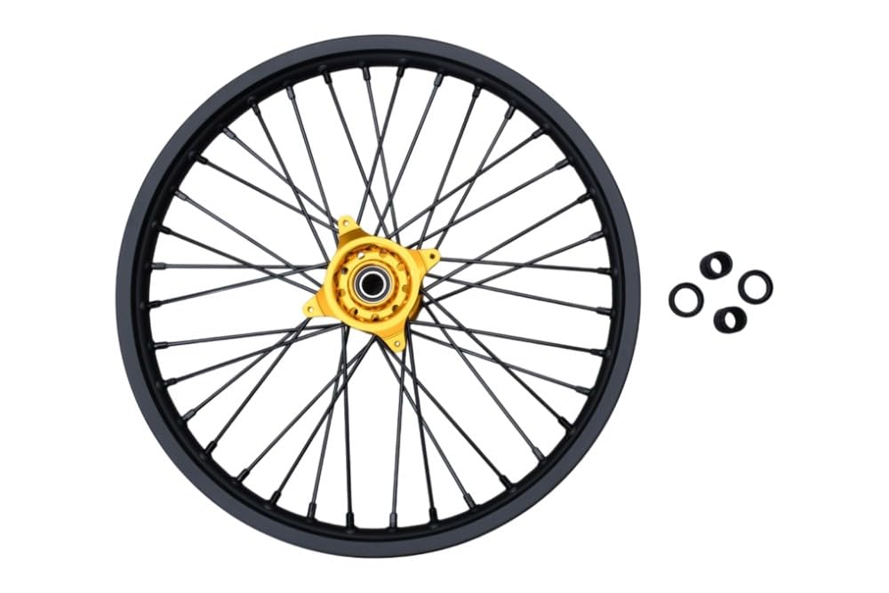 avdb -moto felga/kompletne koło przednie 1,6" x 21" kompatybilna z SUZUKI RMZ 250 RM-Z 2007-2022, RMZ 450 2007-2022, RMZ 450 X RMZ-X 2010-2017 Enduro (żółta)