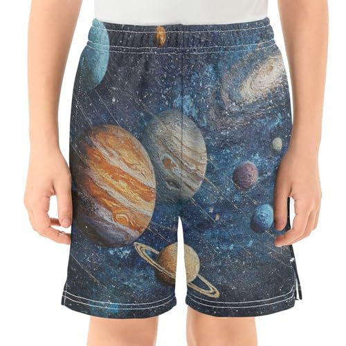 DOMIKING Galaxy Cosmic Blue Kids Shorts Pull-on Boys Shorts with Elastic Waist Casual Athletic Pants for Summer Outdoor2