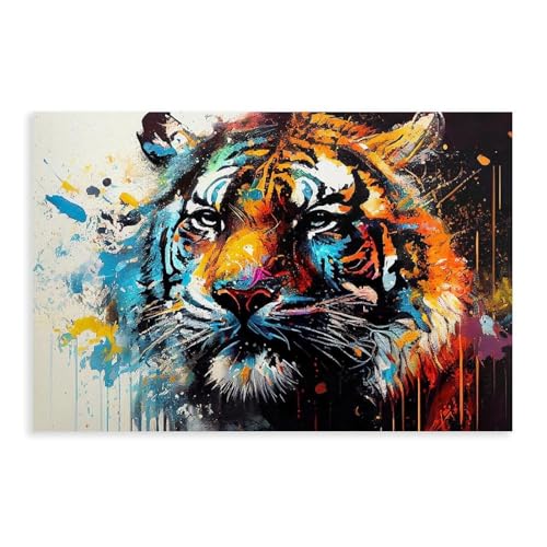 Tableau tigre jungle abstraite pour décoration murale de salon moderne