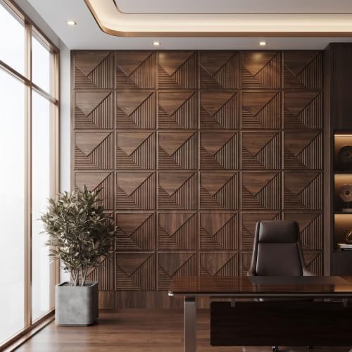 Image of Kayra Decor 3D PVC Wall Panels for Bedroom & Living Room | Plaina Design | Oak Wood Color | 19.7 x 19.7 Inch | Pack of 18 | 42.48 Sq Ft