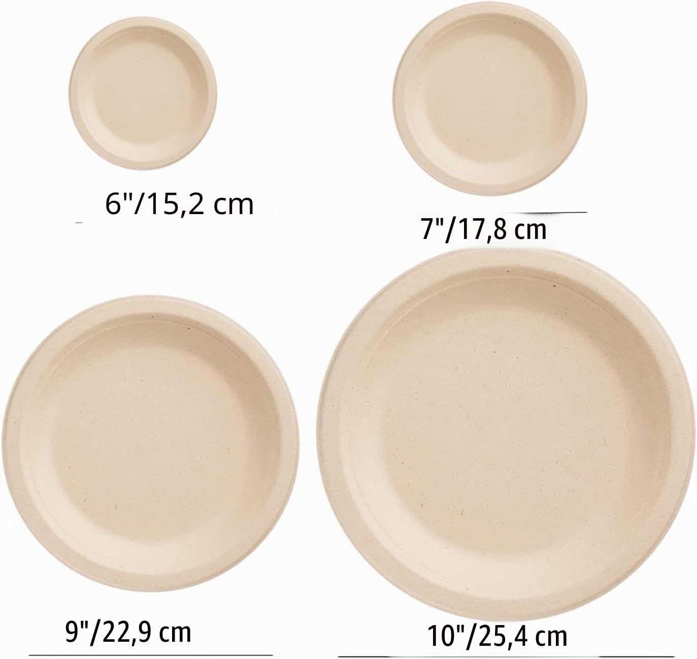 100 piatti di carta super rigidi, 100% biodegradabili e compostabili, ecologici, resistenti, riciclabili, perfetti per picnic e barbecue (15,24 cm)