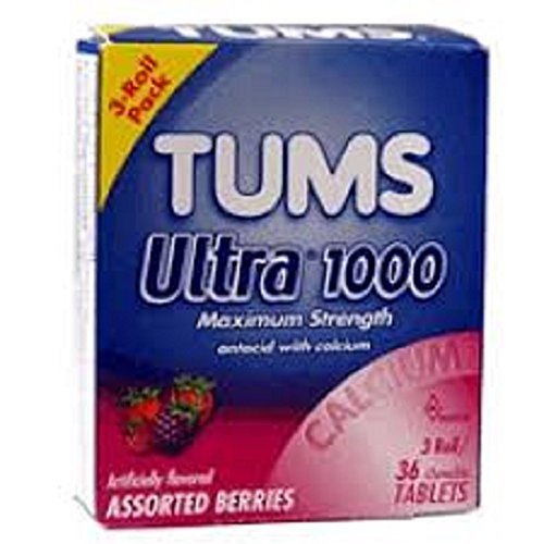 Tums Ultra Strength 1000 Antacid with Calcium Chewable Tablets Assorted Berries -- 36 Chewable Tablets