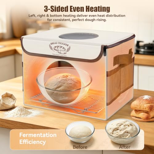 WEAVVIOR Folding Bread Proofing Box, 130°F Bread Proofer with 24H Timer | Sourdough starter warmer, dual viewing windows, 3-sided heating & metal rack included, ideal for bread proofing and yogurt - image 3