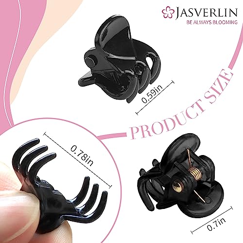 JASVERLIN Mini Hair Clips, Non-Slip Small Plastic Short Hair Claw Accessories for Women Girls 50 pcs (Black) - Image 2