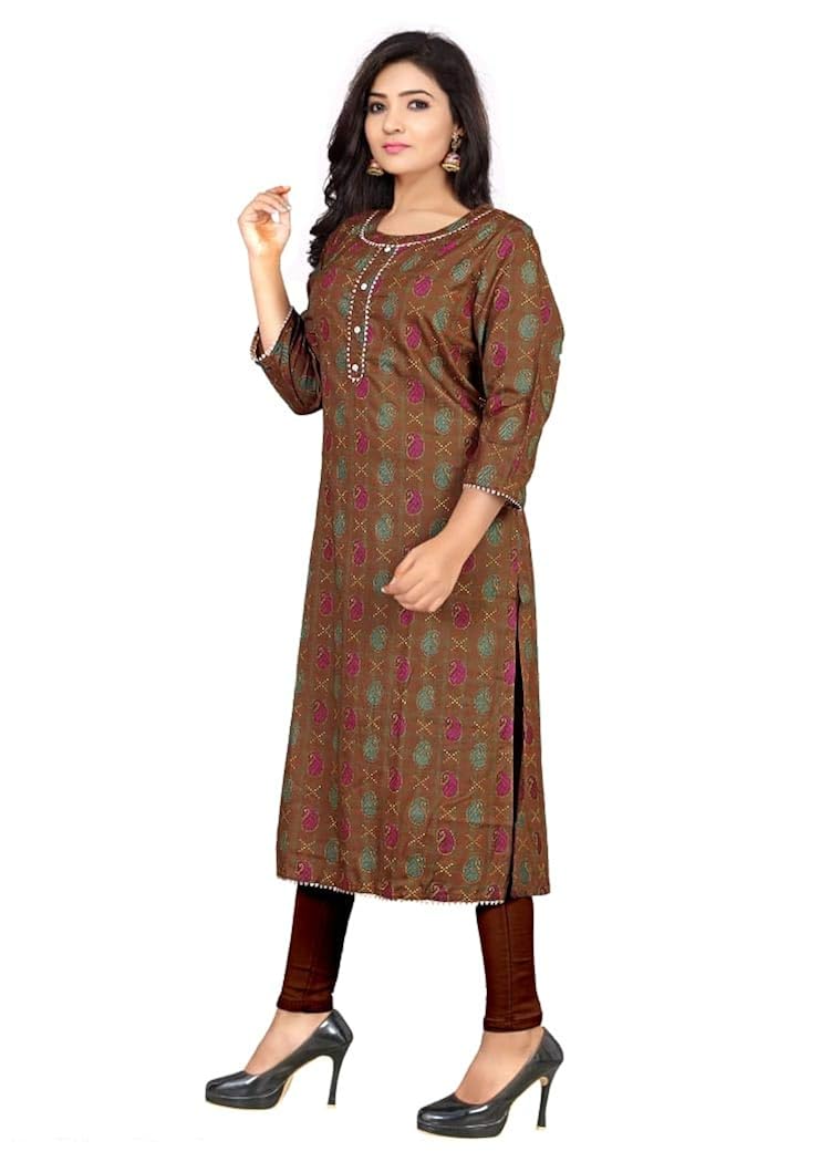 Buy Dhanalakshmi Brown singal Kurti at Amazon.in