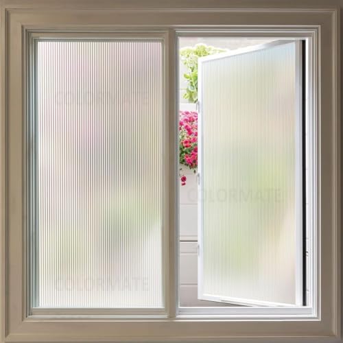 Image of COLORMATE Premium Vinyl Stained Frosted Window Glass Sticker (18x100 Inch) Self-Adhesive Film Tint Wallpaper Opaque Sheet for Glass Privacy Cover Window, Door, Office, Home| Anti-UV. 3D Fluted