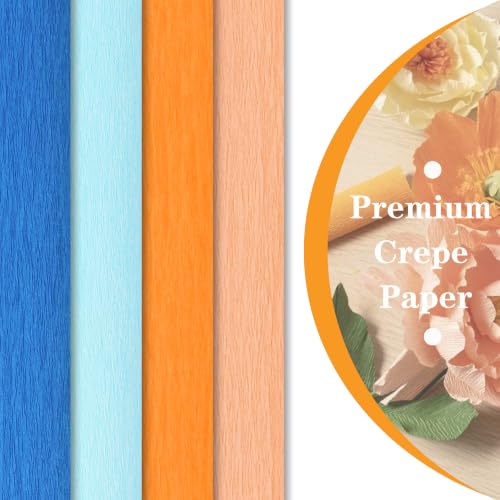 Image of BEISHIDA Pink Blue Crepe Paper Roll, 4 Rolls Crepe Paper Sheet for Craft