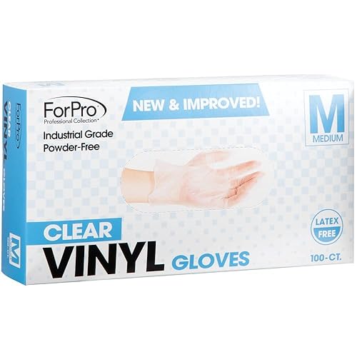 Miniatura 3 de ForPro - Guantes desechables de vinilo, transparentes, de grado industrial, sin polvo, sin látex, no estériles, seguros para alimentos, 2.75 mil.