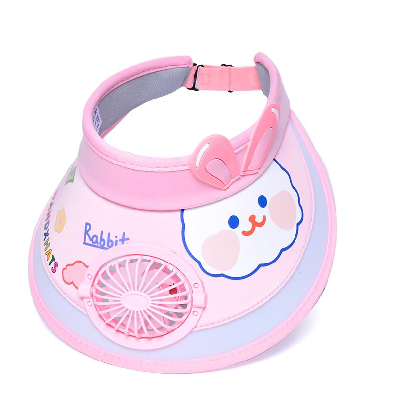 Sun Visor Hats with Fan for Kids, Fan Visor Hat for Outdoor, 3 Gear Wind Speed, USB Rechargeable, Large Area Sun Protection