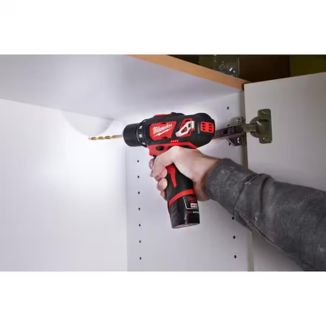 Milwaukee 2498-25 M12 12V Kit combinado de 5 herramientas inalámbricas: 2407-20 3/8 pulgadas. Taladro/destornillador + 2462-20 1/4 pulgadas. Destornillador de impacto hexagonal + sierra de receta
