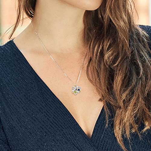 Gem Stone King Customized and Personalized 3-Stone Gemstone Birthstones Engraved 925 Sterling Silver and 10K Yellow Gold Lab Grown Diamond Pendant Necklace For Women with 18-Inch Chain4