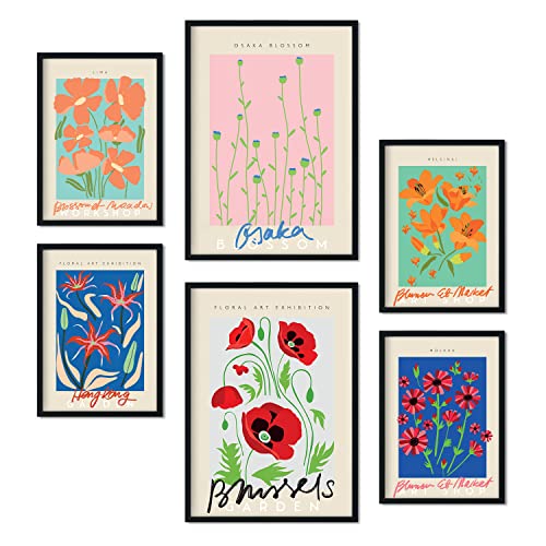 Nacnic Set de 6 pósters de Flores de primavera. Colección de láminas con estética collage para la decoración de interiores. Tamaños A3 y A4. Sin marco.