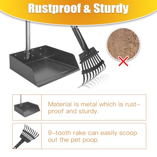 Image of TOOGE Larger Dog Pooper Scooper for Large Dogs Long Handle Stainless Metal
