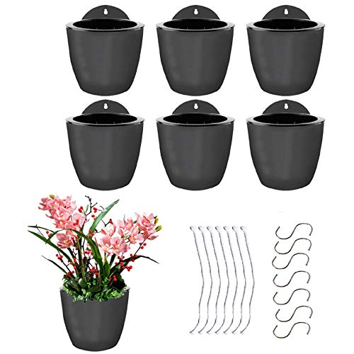 elfinrm 7Pack Self-Watering Plant Flower Pot Wall Hanging Plastic Planters