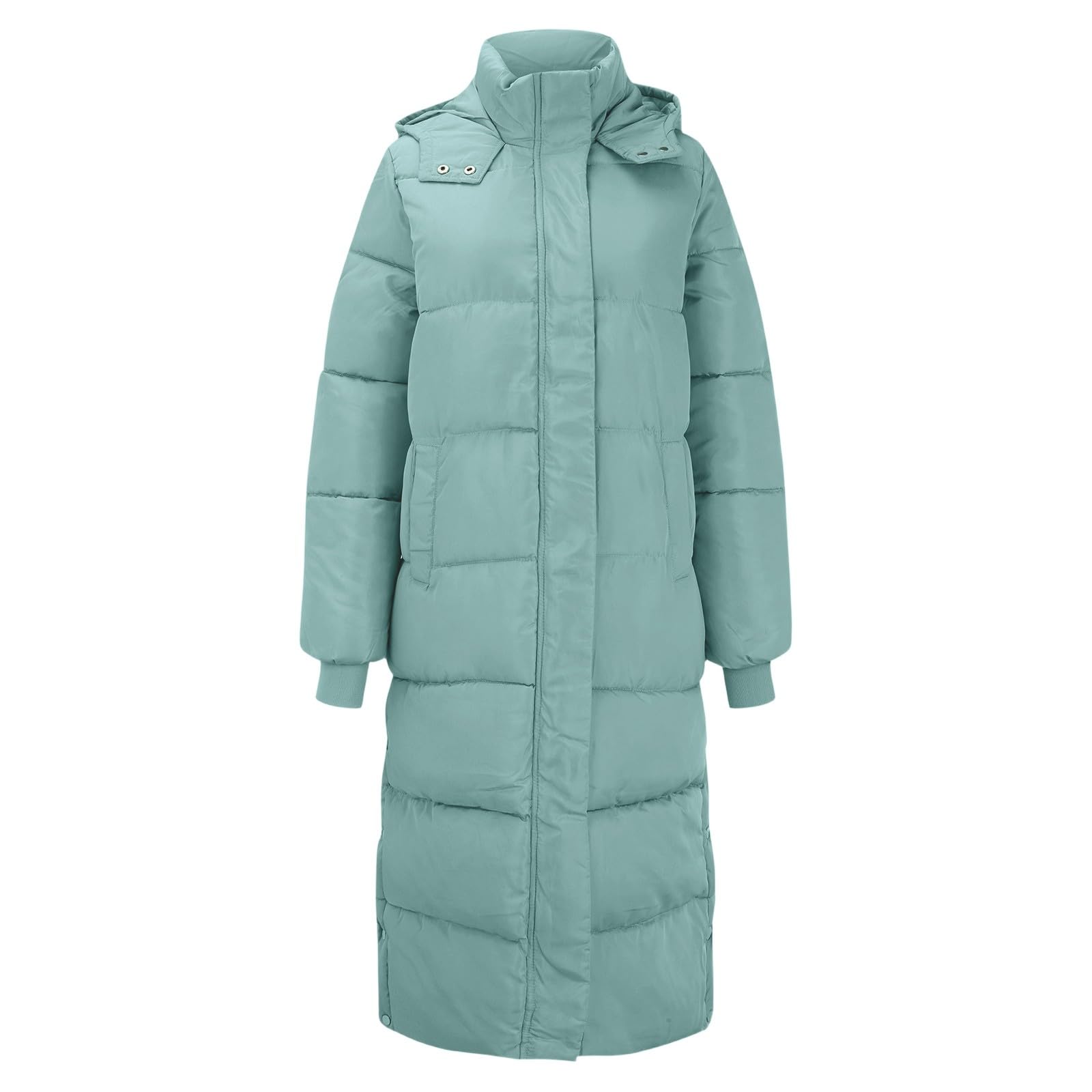 Genérico Płaszcze damskie, długie, z kapturem, zamek błyskawiczny, ciepłe, wiatroszczelne, slim fit, wodoodporna kurtka outdoorowa, plusz, z talią i nartą