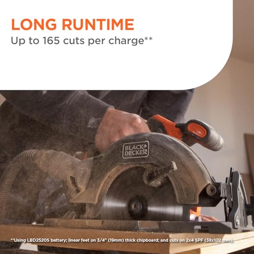 Image of BLACK+DECKER Circular Saw 20V MAX, 6-1 /2 in. Brushless Circular Saw Cordless Kit with 2.5Ah Battery and Charger, 24T Blade for Wood, Up to 165 Cuts Per Charge, LED Light, PowerConnect (BLCS78E1)