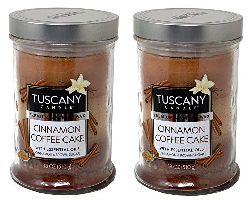 Tuscany Candle 18oz Scented Candle, Cinnamon Coffee Cake 2-Pack