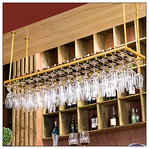 Estantes de Vino Montados en la Pared - Estantes de Copas de Copa de Oro, Estante de Copa de Vino al Revés de Hierro de Metal para Techo, para Decoración de Muebles Cover