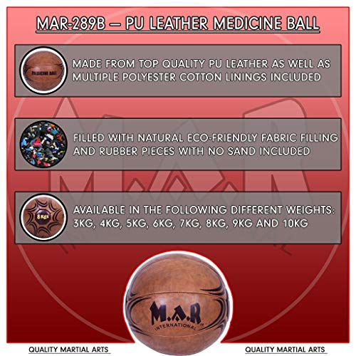 MAR | Synthetic Leather Medicine Balls, Essential Home Gym Fitness Equipment for Abdominal Strength and Muscular Endurance Improvement, Workout Ball for Exercise & Training (3kg) - Image 6