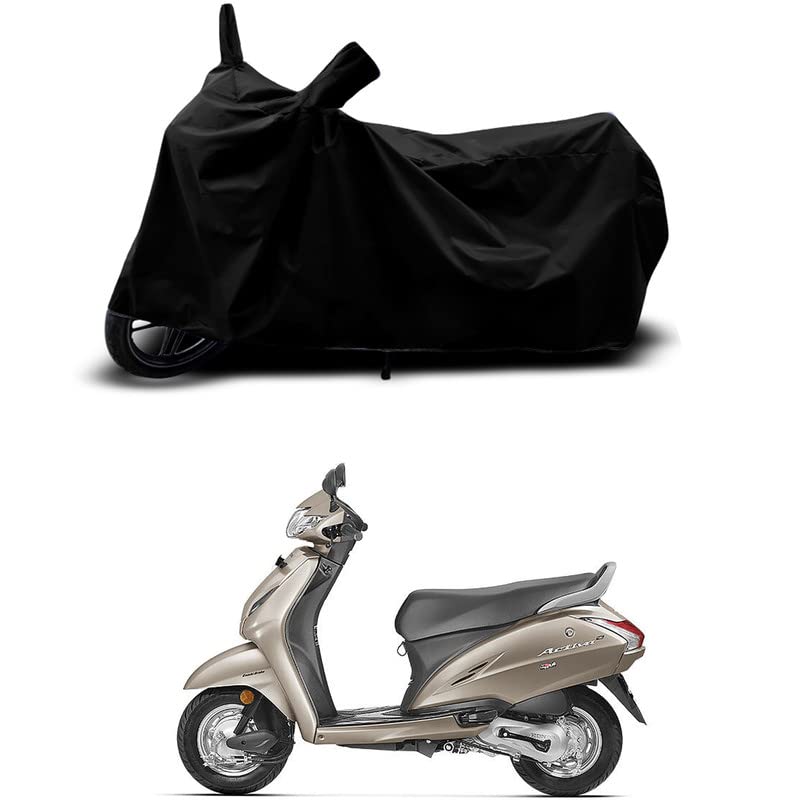 Image of 100% Scratchproof /UV-Rays /Heat Protection /Birds Dropping /Water Resistant /Dust Proof /Waterproof /Full Bike Scooty Two Wheeler Body Cover Compatible for Honda Activa 4G All Varients[Black]