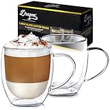Dragon Glassware Coffee Mugs, Premium Designer Cups with Insulated Double-Walled Design, 16-Ounces, Gift Boxed - Set of 2